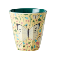 Butterfly Print in Soft Yellow Melamine Cup By Rice DK